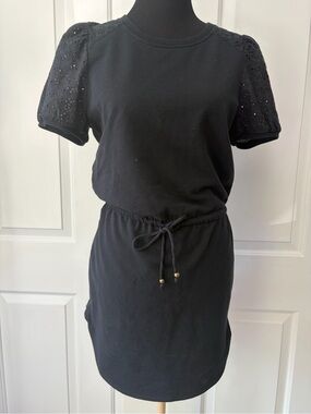 sundays Black Knit Tee Dress with Drawstring Waist Small